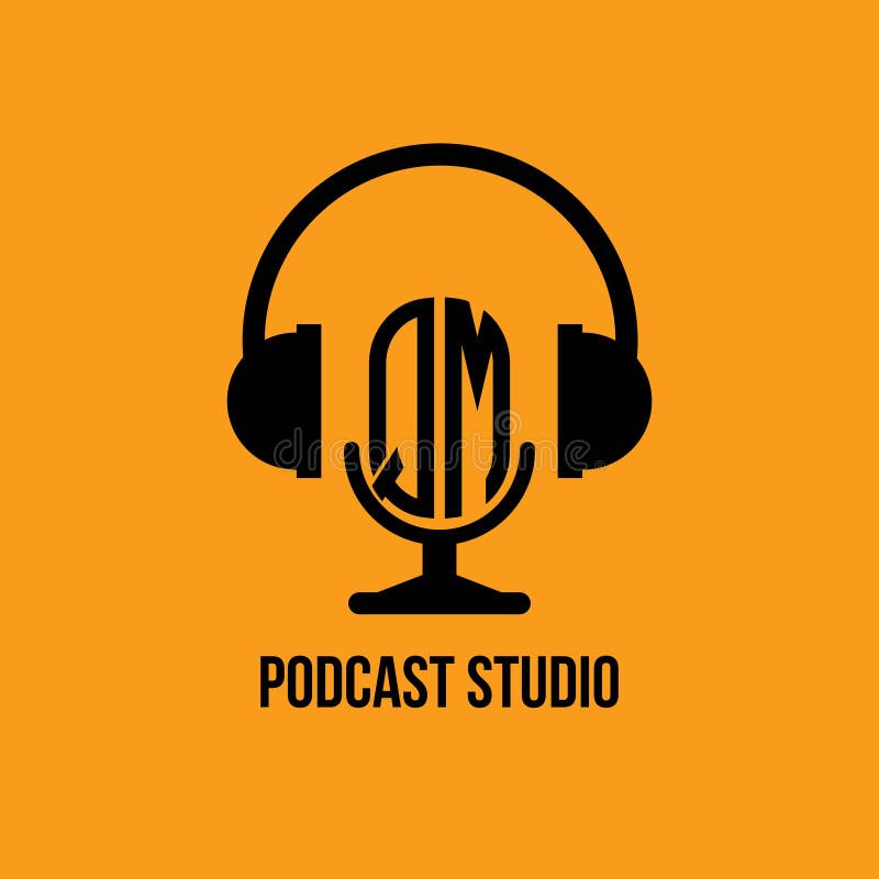 Qm monogram hoofdtelefoon en microfoonstijl vector illustratie