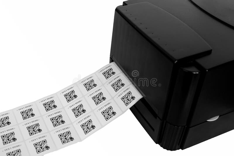 QR-Aufkleber-Drucker Mit Isoliertem QR-Code Stockbild - Bild von