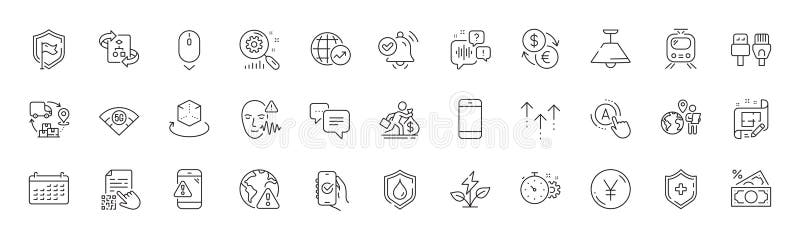 Qr code, 5g wifi and Scroll down line icons. For web app, printing. Line icons. Vector royalty free illustration