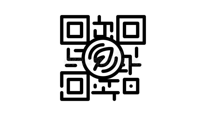Qr code for payment by chia cryptocurrency line icon animation vector illustration