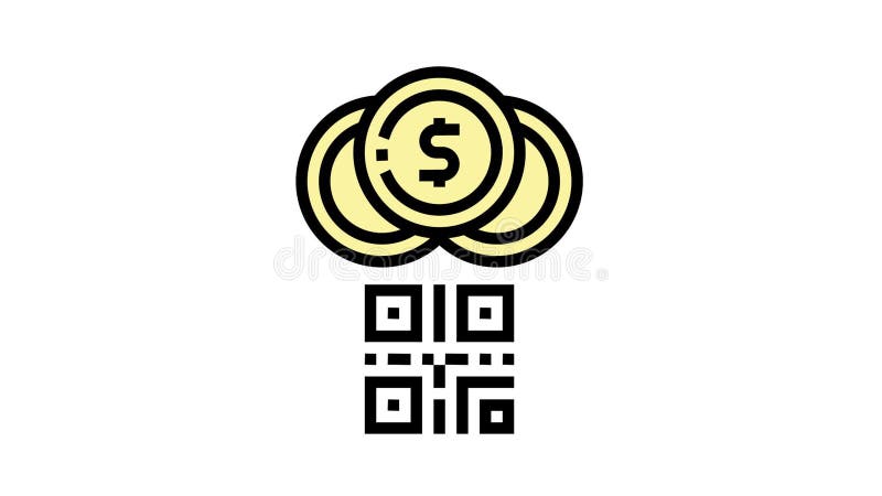 Qr code for payment color icon animation royalty free illustration