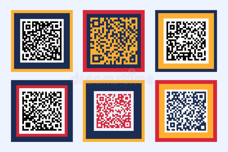 QR code scan icon set for smartphone scanning, marketing, mobile app. Collection of modern colourful QR codes vector illustration