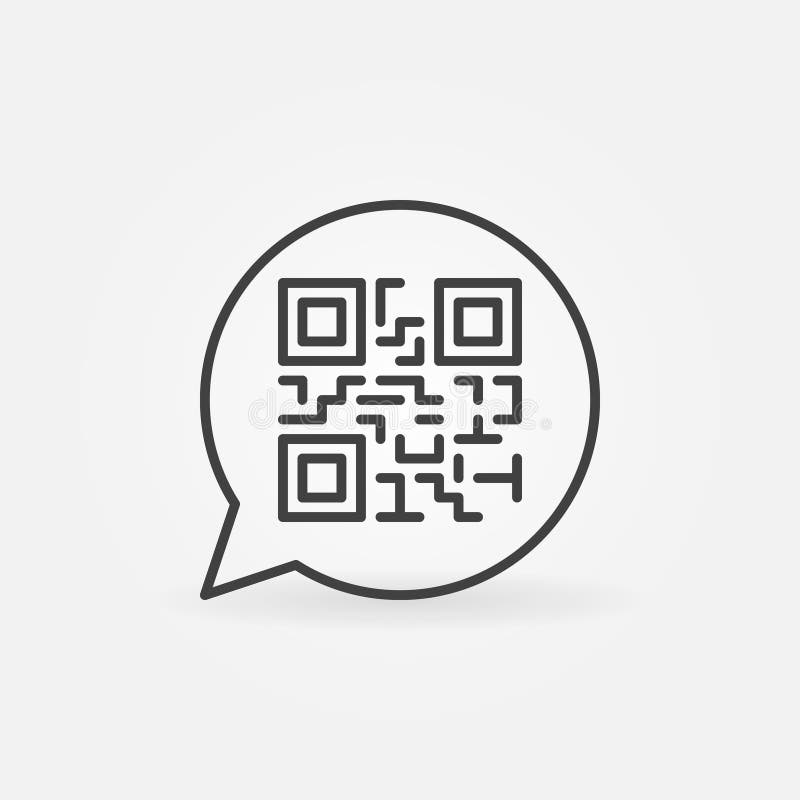 QR code in speech bubble vector outline icon royalty free illustration