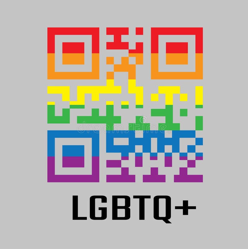 QR code symbol color of LGBTQ+. red orange yellow green blue purple