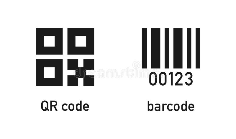 QR-Code und isoliertes Strichcode-Symbol. Vektorgrafik auf weißem Hintergrund lizenzfreie abbildung