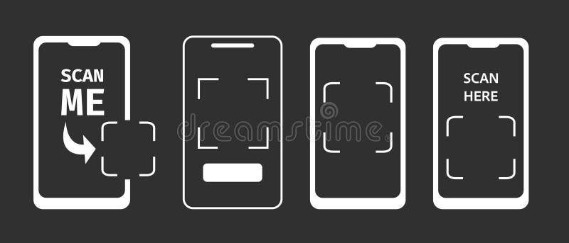 Qr scan code phone frame, template. QR code with inscription scan me with smartphone. Scan me icon. Scan qr code icon vector illustration