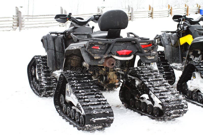 Quad Bike for the Winter. ATV Wheels and Tracks. Stock Image Image of race, beautiful 82844221