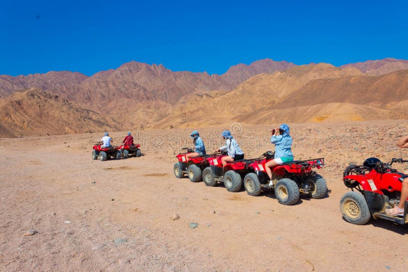 Quad Tour in the Desert in Egypt on Vacation Panorama Editorial Photo ...