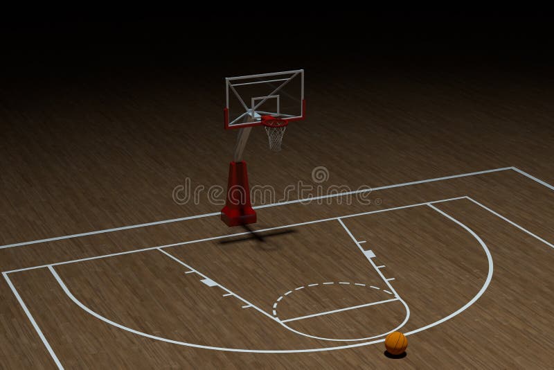 Foto de 3 D Desenho De Uma Bola De Basquete Na Quadra Com