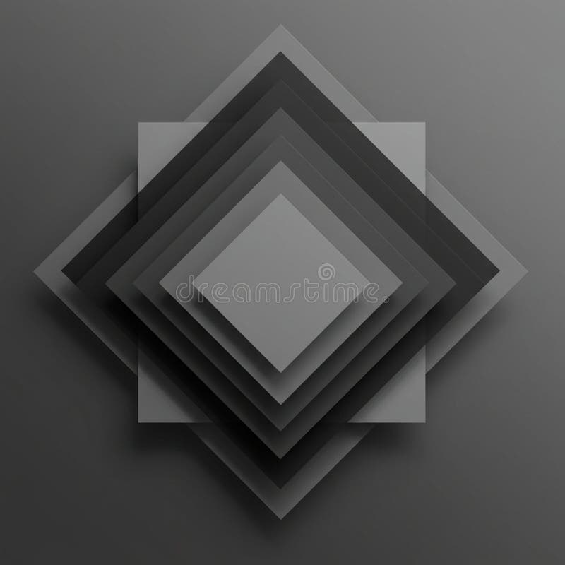 Quadrati concentrici con un effetto traslucido sovrapposti creando un'illusione 3D. illustrazione di stock