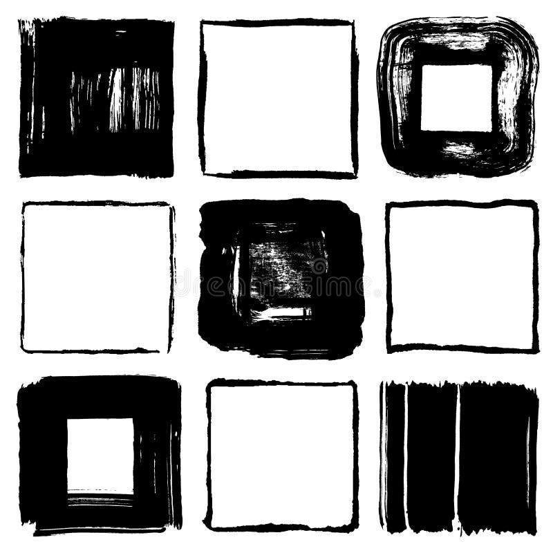 Set of brush stroke squares. handwritten squares. Set of brush stroke squares. handwritten squares.