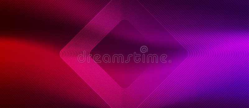 Quadratini concentrici tecnologici astratti in formato rosso e viola illustrazione di stock