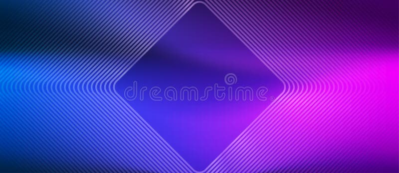 Quadratini concentrici tecnologici vettoriali in banner di sfondo sfumatura blu e rosa royalty illustrazione gratis