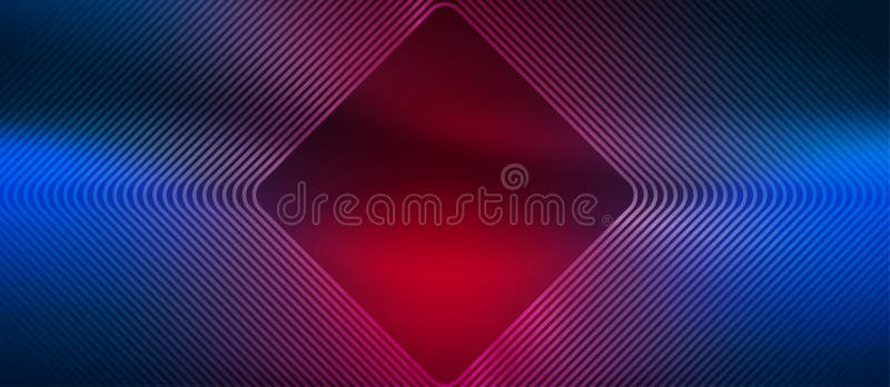 Quadratini concentrici tecnologici vettoriali nel pannello di sfondo blu scintillante e con sfumature rosse royalty illustrazione gratis