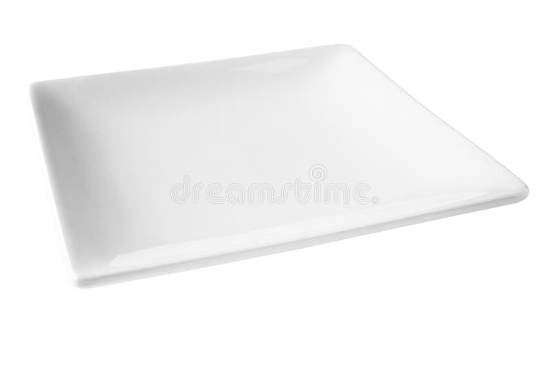 Quadratische weiße Platte getrennt auf Weiß stockfotografie Quadratische weiße Platte getrennt auf Weiß stockfotografie
