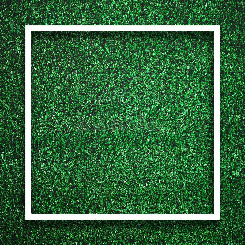 Quadratischer weißer Rahmenrand des Rechtecks auf grünem Gras mit Schattenhintergrund Dekorationshintergrund-Elementkonzept Kopie