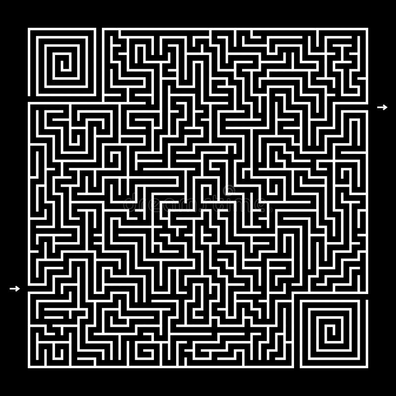 Quadratisches Labyrinth auf einem schwarzen Hintergrund stock abbildung Quadratisches Labyrinth auf einem schwarzen Hintergrund stock abbildung