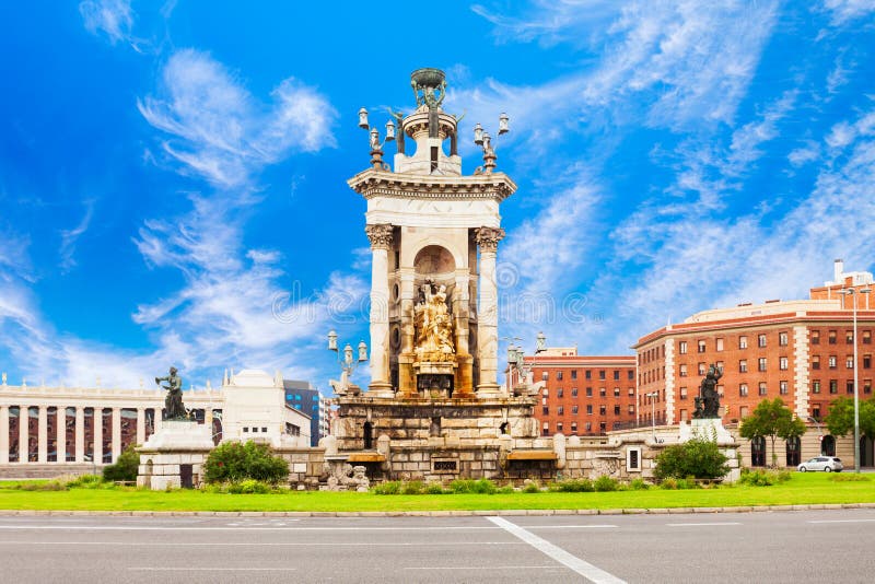 Quadrato di Placa Espanya a Barcellona fotografie stock libere da diritti Quadrato di Placa Espanya a Barcellona fotografie stock libere da diritti
