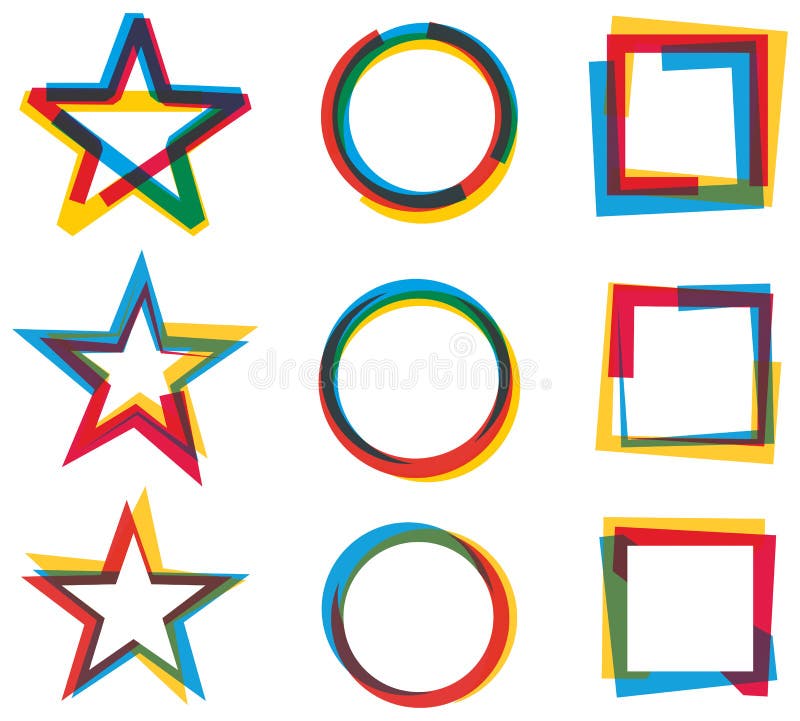 Quadrato Logo Set del cerchio della stella illustrazione vettoriale Quadrato Logo Set del cerchio della stella illustrazione vettoriale