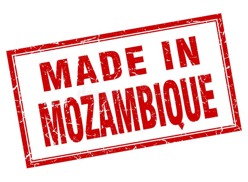 Quadrato rosso del Mozambico fatto nel bollo illustrazione di stock