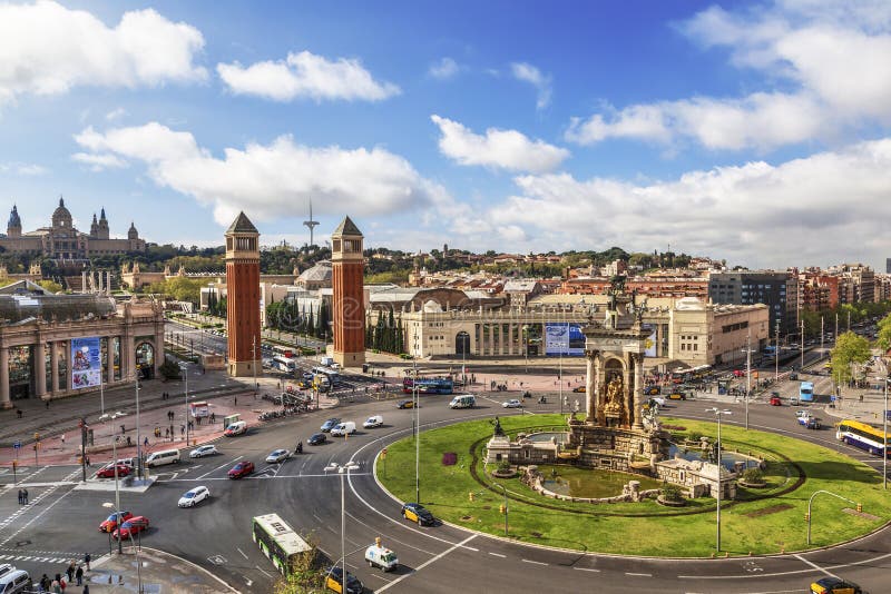 Quadrato spagnolo a Barcellona, vista superiore catalonia fotografie stock libere da diritti Quadrato spagnolo a Barcellona, vista superiore catalonia fotografie stock libere da diritti