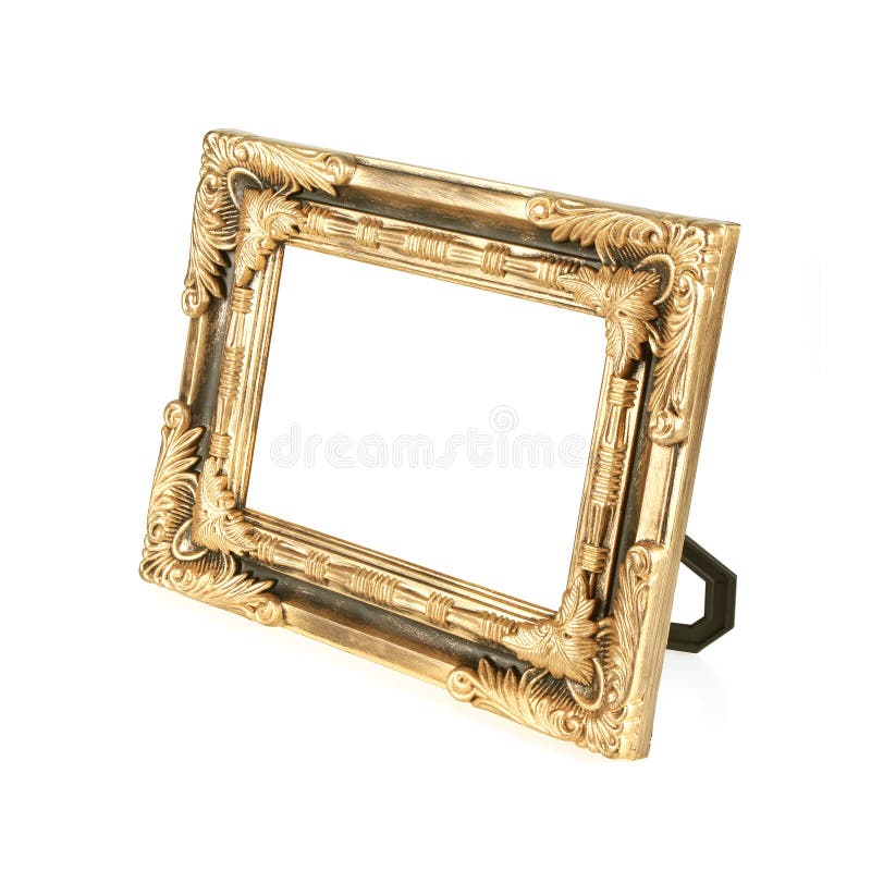 Quadro antigo da foto do ouro isolado no fundo branco fotos de stock Quadro antigo da foto do ouro isolado no fundo branco fotos de stock