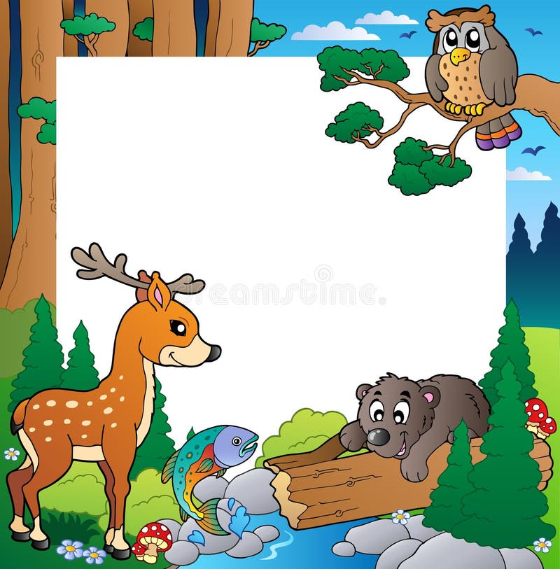 Quadro com tema 1 da floresta ilustração stock Quadro com tema 1 da floresta ilustração stock