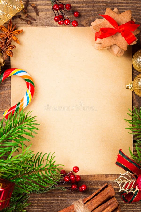 Quadro da lista de objetivos pretendidos com ramos de árvore do Natal e fotografia de stock royalty free Quadro da lista de objetivos pretendidos com ramos de árvore do Natal e fotografia de stock royalty free