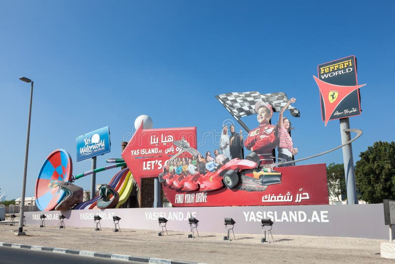 Quadro De Avisos Da Propaganda Da Ilha De Yas Em Dubai Imagem Editorial