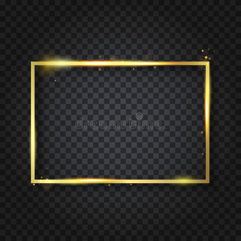 Quadro de incandesc?ncia brilhante luxuoso dourado do vintage com reflex?o e sombras Isolado na decoração transparente da beira d ilustração do vetor Quadro de incandesc?ncia brilhante luxuoso dourado do vintage com reflex?o e sombras Isolado na decoração transparente da beira d ilustração do vetor