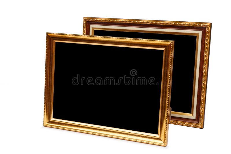 Quadro de madeira da foto do vintage do ouro isolado no branco Salvar com cl imagem de stock Quadro de madeira da foto do vintage do ouro isolado no branco Salvar com cl imagem de stock