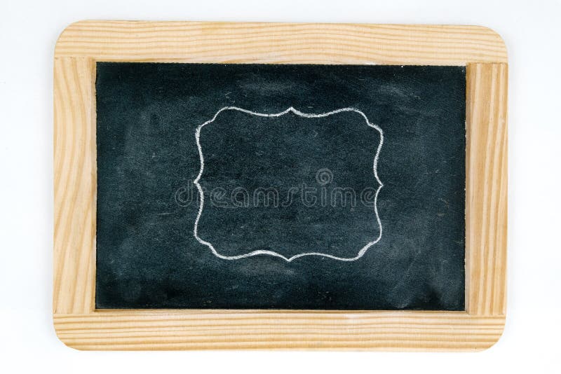 Wooden vintage chalkboard frame isolated on white with hand drawing chalk border as design resource, copy paste available. Wooden vintage chalkboard frame isolated on white with hand drawing chalk border as design resource, copy paste available