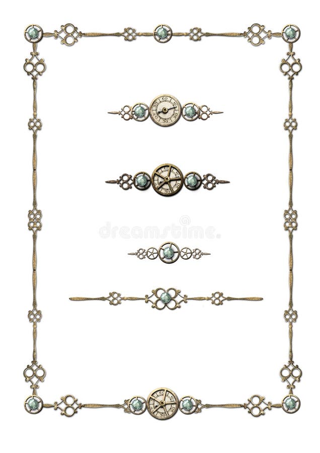 Quadro de Steampunk & seleção dos ornamento ilustração royalty free Quadro de Steampunk & seleção dos ornamento ilustração royalty free