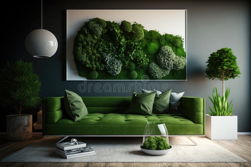 Quadro Dipinto Di Muschio Stabilizzato Sulla Parete Di Muschio Verde  Dell'interno Moderno, Muratura Di Muschio Verde Astratto Illu Illustrazione  di Stock - Illustrazione di generativo, sfondo: 270745313