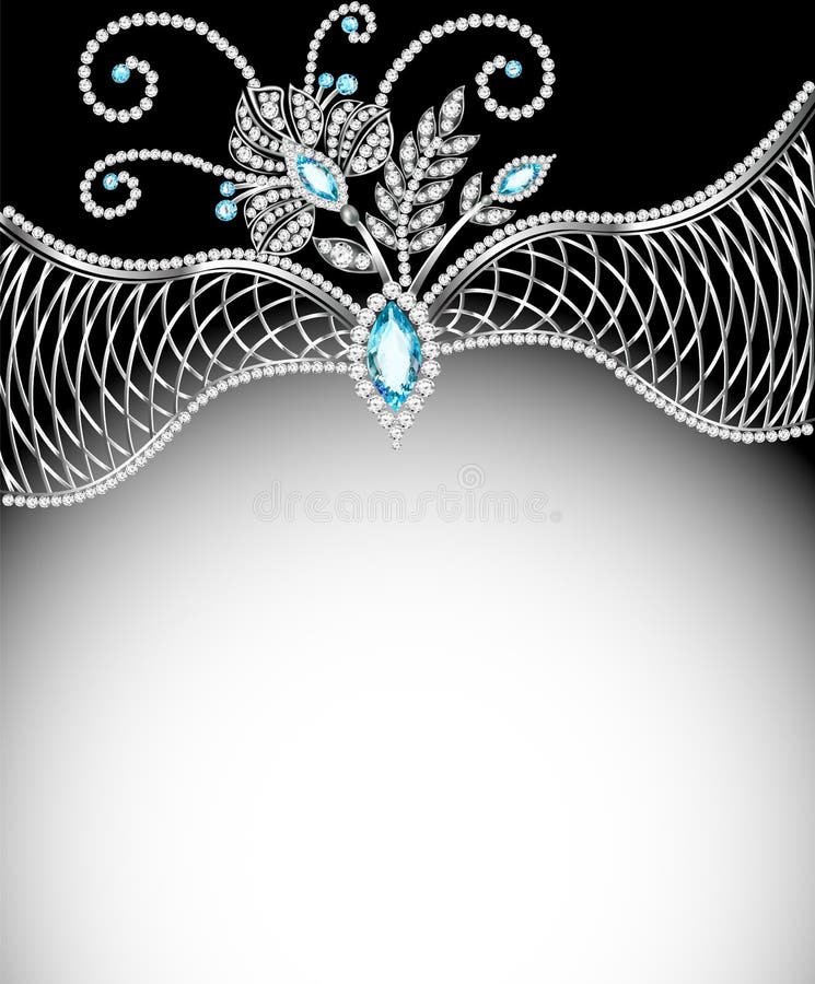 Quadro do fundo com as joias dos ornamento de prata ilustração royalty free Quadro do fundo com as joias dos ornamento de prata ilustração royalty free