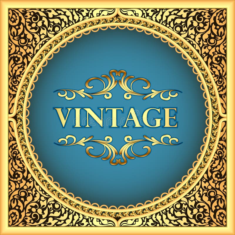 quadro do fundo do vintage com um teste padrão floral do ouro ilustração do vetor quadro do fundo do vintage com um teste padrão floral do ouro ilustração do vetor