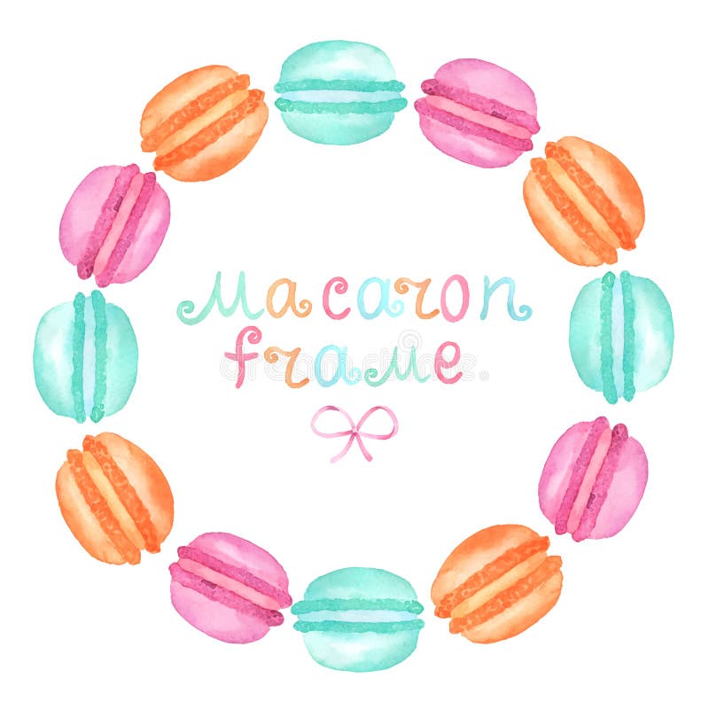 Quadro do macaron da aquarela ilustração do vetor Quadro do macaron da aquarela ilustração do vetor