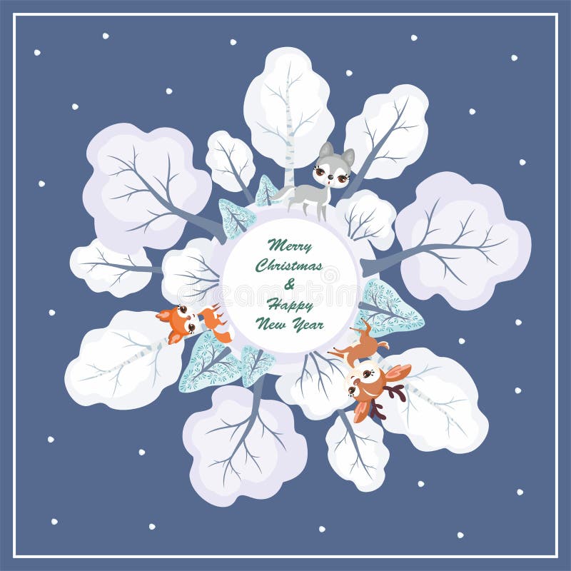 Quadro do Natal com animais ilustração do vetor Quadro do Natal com animais ilustração do vetor