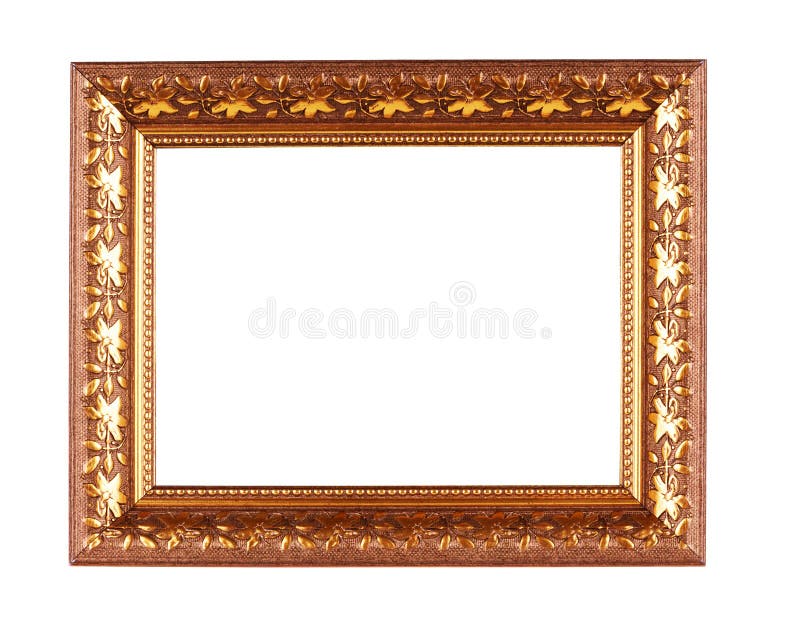 Quadro dourado antigo isolado no fundo branco fotos de stock Quadro dourado antigo isolado no fundo branco fotos de stock