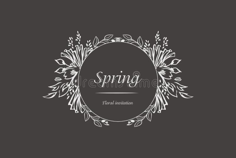 Quadro floral do convite da mola Ilustração floral do projeto element Logotipo floral ou ícone ilustração royalty free Quadro floral do convite da mola Ilustração floral do projeto element Logotipo floral ou ícone ilustração royalty free