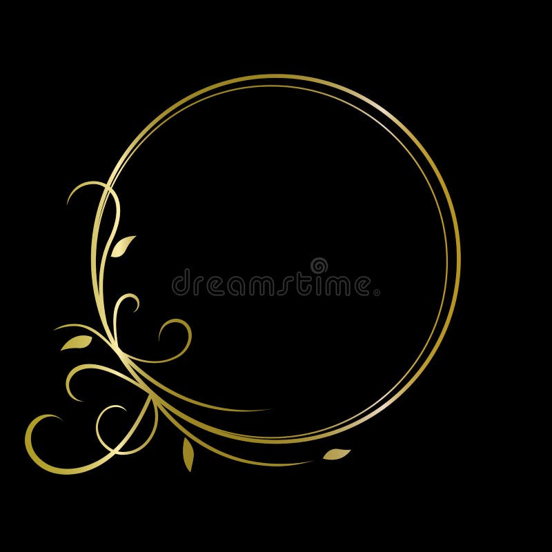 Quadro floral do círculo do ouro, projeto decorativo elegante do elemento