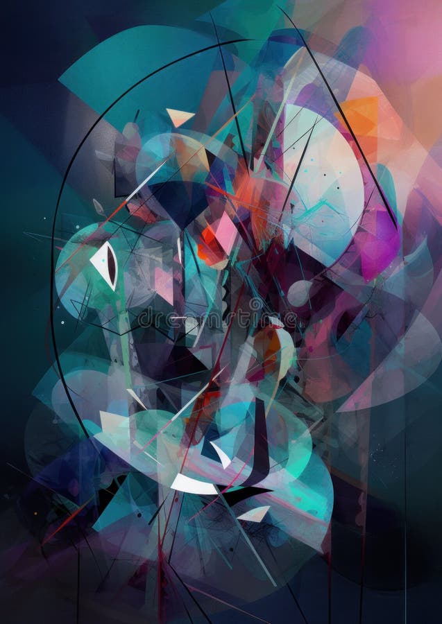 Quadro geometrico geometrico astratto di colorazione digitale. immagine generativa ai. royalty illustrazione gratis