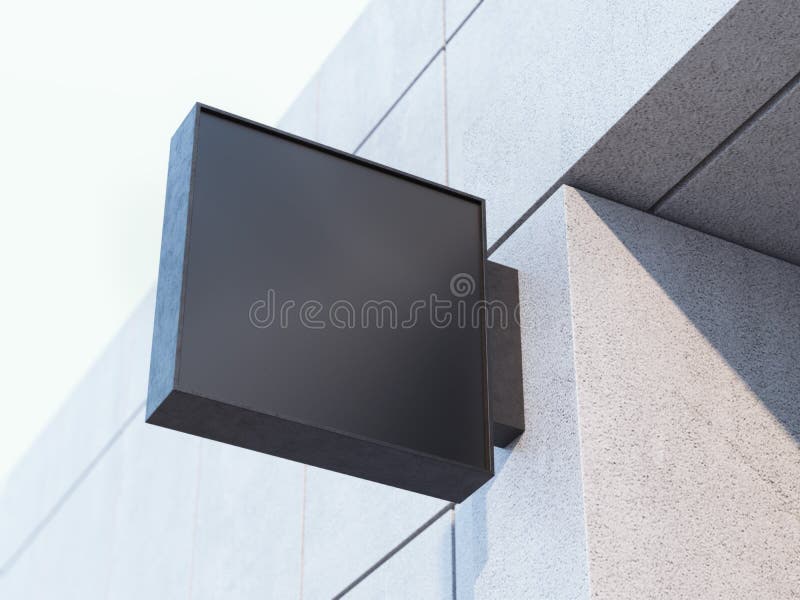 Quadro indicador preto no prédio de escritórios rendição 3d imagem de stock royalty free Quadro indicador preto no prédio de escritórios rendição 3d imagem de stock royalty free
