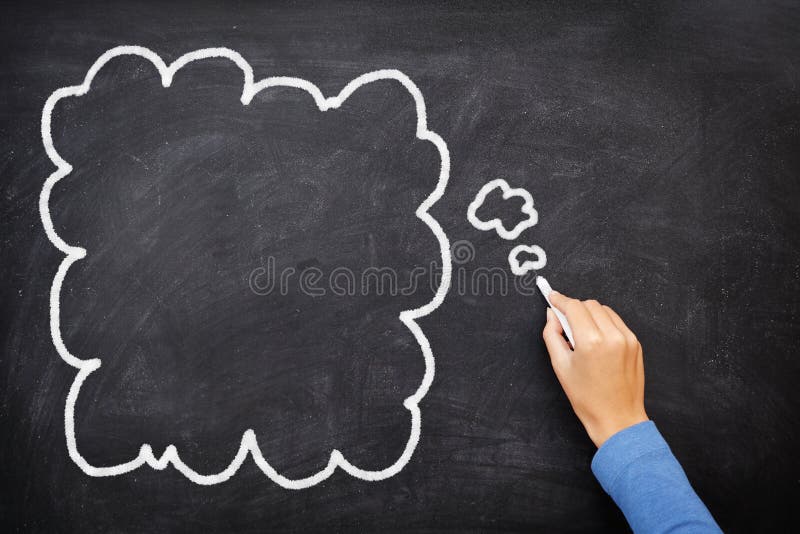Balão de pensamento com quadro negro/lousa imagens de stock