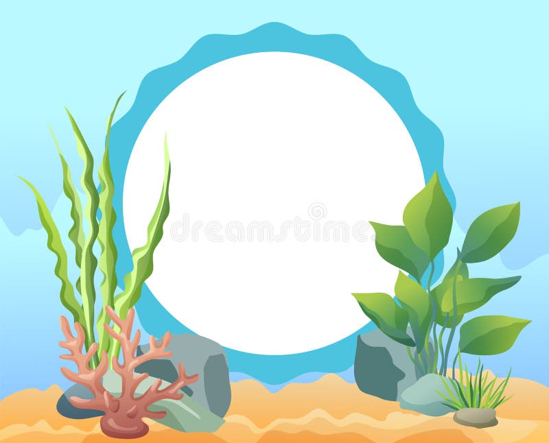 Quadro oval da foto dos desenhos animados engraçados com o cartão da erva daninha do mar ilustração do vetor Quadro oval da foto dos desenhos animados engraçados com o cartão da erva daninha do mar ilustração do vetor