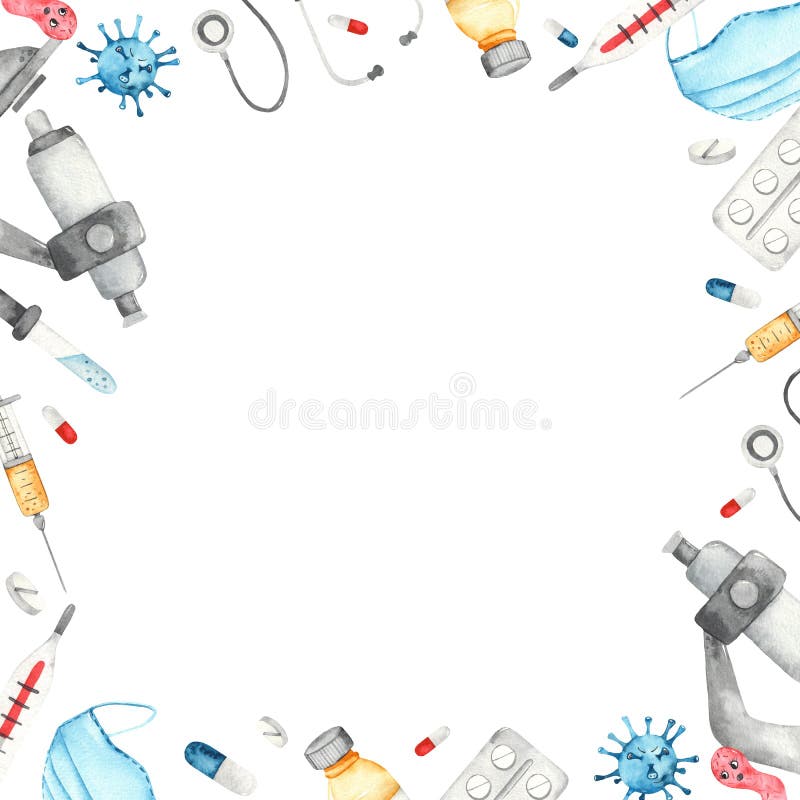Grande conjunto de instrumentos médicos, elementos coloridos de  medicamentos. desenho animado.