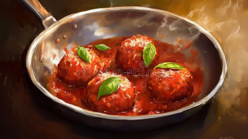 Quadro realistico delle polpette di carne di conifere con carne di manzo macinata passante parmesan e basilico royalty illustrazione gratis