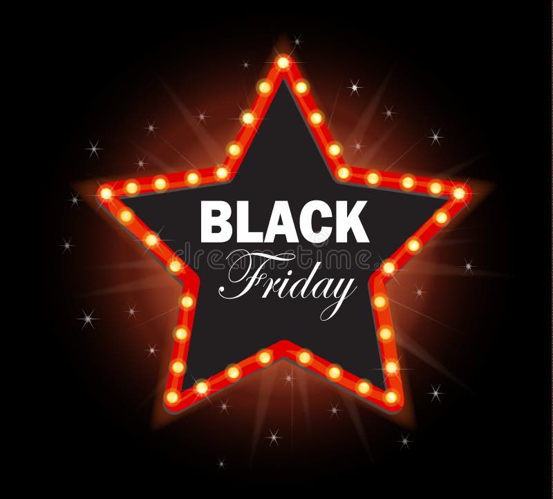 Quadro retro da luz da estrela de Black Friday ilustração stock Quadro retro da luz da estrela de Black Friday ilustração stock