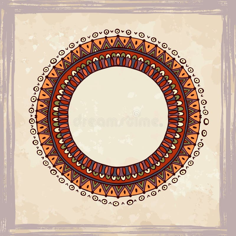 Quadro tirado mão no estilo africano ilustração royalty free Quadro tirado mão no estilo africano ilustração royalty free