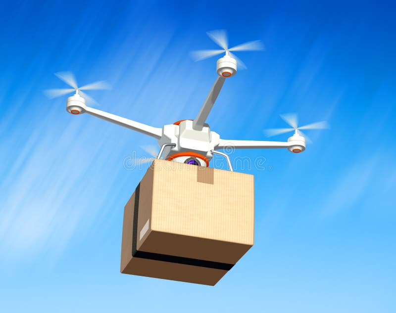 Quadrocopter with cardboard package